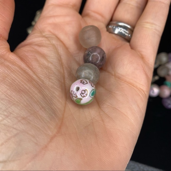 Mixed Lot Craft Jewelry Beads Round Quartz Metal Triangles Stars Pink Purple - Picture 7 of 9